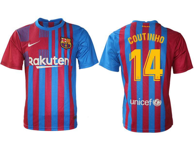 Men 2021-2022 Club Barcelona home aaa version red #14 Nike Soccer Jerseys